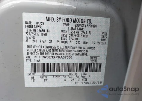 2023 Ford Maverick Xl from USA, damaged, VIN 3FTTW8E3XPRA37550